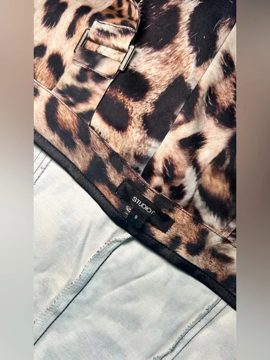 STUDIO F Leopard Print Zip-Front Mini Dress - Brown - Picture 9 of 14